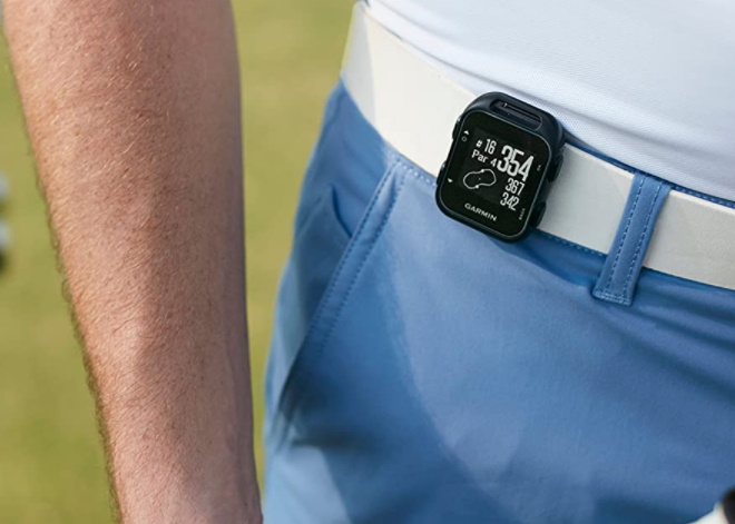 Golf GPS attached to belt