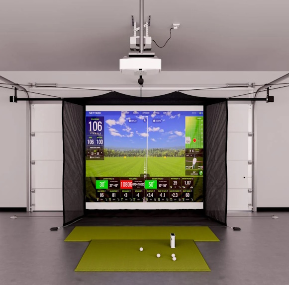 SkyTrak Plus Flex Space Golf Simulator Package